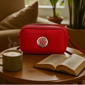 CXL by Christian Lacroix Red Eve Pebble Camera Bag Crossbody w Mini Pouch NWT